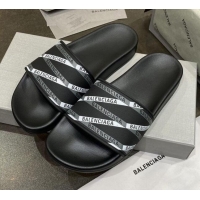 Trendy Design Balenciaga Flat Slide Sandals 031014 Black 2021