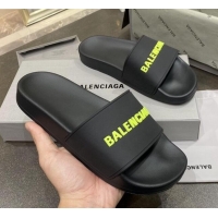 Good Quality Balenciaga Flat Slide Sandals 031014 Black 2021