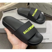 New Style Balenciaga Flat Slide Sandals 031014 Black 2021