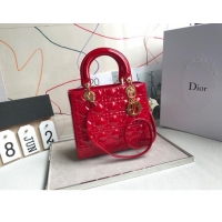 Discount LADY DIOR MY ABCDIOR Patent Leather Bag M05389 Red Gold