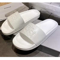 Discount Balenciaga Leather Ox Flat Slide Sandals 040807 White 2021