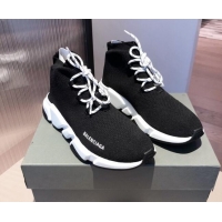 Unique Style Balenciaga Speed Knit Sock Lace-up Boot Sneaker 051007 Black/White 2021