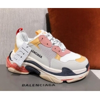 Well Crafted Balenciaga Triple S Sneakers 051023 White/Yellow 2021