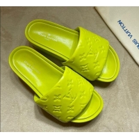 Top Quality Louis Vuitton Jumbo Monogram Leather Flatform Slide Sandals 031021 Yellow 2021