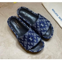 Most Popular Louis Vuitton Jumbo Since 1854 Flatform Slide Sandals 031022 Blue 2021