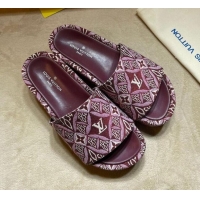 Unique Style Louis Vuitton Jumbo Since 1854 Flatform Slide Sandals 031022 Burgundy 2021