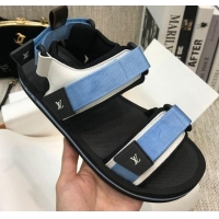 Luxurious Louis Vuitton Arcade Flat Strap Sandal 031111 Blue 2021