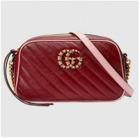 Shop Cheap Gucci GG Marmont small shoulder bag 447632 Dark Red