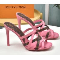 Discount Louis Vuitton Revival Strap Heel Slide Sandals 10cm 033090 Pink 2021