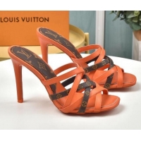 Custom Louis Vuitton Revival Strap Heel Slide Sandals 10cm 033090 Orange 2021