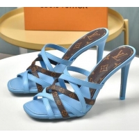 Trendy Design Louis Vuitton Revival Strap Heel Slide Sandals 10cm 033090 Blue 2021