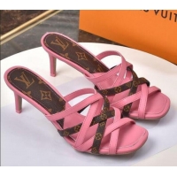 Charming Louis Vuitton Revival Strap Heel Slide Sandals 6.5cm 033097 Pink 2021