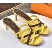 Low Cost Louis Vuitton Revival Strap Heel Slide Sandals 6.5cm 033097 Yellow 2021