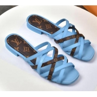 Grade Design Louis Vuitton Revival Strap Flat Slide Sandals 330104 Blue 2021