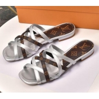 Affordable Price Louis Vuitton Revival Strap Flat Slide Sandals 330104 Silver 2021