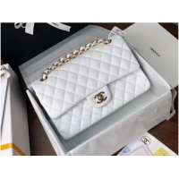 AAAAA Chanel Double Flaps Bags Original White Caviar Leather A36097 Gold