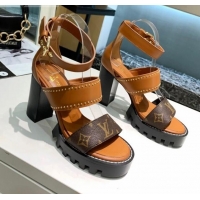 Best Price Louis Vuitton Star Trail Sandals Brown Leather 033118