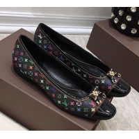 Most Popular Louis Vuitton Colored Monogram Canvas Loafers with Bow 033186 Black 2021