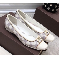 Louis Vuitton Colored Damier Canvas Loafers with Bow 033189 White 2021