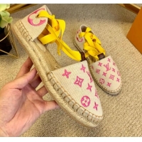 Perfect Louis Vuitton Starboard Monogram Canvas Espadrilles with Ankle Laces 331114 Yellow 2021