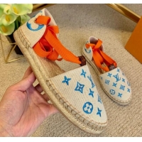 Good Quality Louis Vuitton Starboard Monogram Canvas Espadrilles with Ankle Laces 331115 Orange 2021