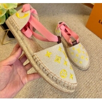 Popular Style Louis Vuitton Starboard Monogram Canvas Espadrilles with Ankle Laces 331115 Pink 2021