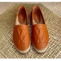 Good Taste Louis Vuitton LV Grained Leather Espadrilles 040101 Brown 2021