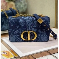 Buy Discount SMALL DIOR CARO BAG Blue Dior Flowers Cannage Denim M9243UJ