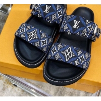 Cute Louis Vuitton Since 1854 Bom Dia Monogram Leather Flat Sandals 040729 Blue 2021