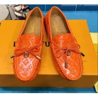 New Style Louis Vuitton Gloria Monogram Leather Flat Loafer 040838 Orange 2021