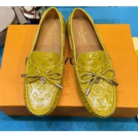 Low Price Louis Vuitton Gloria Monogram Leather Flat Loafer 040838 Mustard Yellow 2021