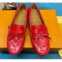 Affordable Price Louis Vuitton Gloria Monogram Leather Flat Loafer 040838 Dark Red 2021