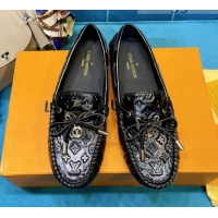 Best Design Louis Vuitton Gloria Monogram Leather Flat Loafer 040838 Black 2021