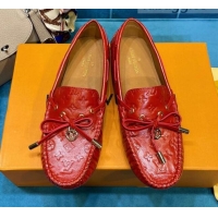 Good Quality Louis Vuitton Gloria Monogram Leather Flat Loafer 040838 Bright Red 2021