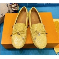 Best Product Louis Vuitton Gloria Monogram Leather Flat Loafer 040838 Light Yellow 2021