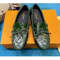 Top Grade Louis Vuitton Gloria Monogram Leather Flat Loafer 040838 Dark Green 2021