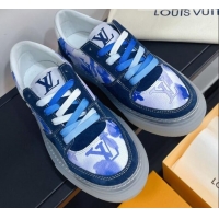 Best Grade Louis Vuitton LV Ollie Print Sneakers 1A8SI2 Blue 2021