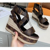 Top Quality Louis Vuitton Boundary Monogram Canvas Wedge Sandals 050632