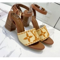 New Design Louis Vuitton Sienna Raffia Sandals 050633 Brown 2021