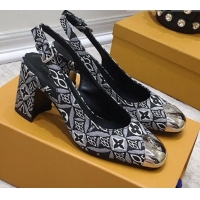 Fashion Louis Vuitton Since 1854 Louise Jacquard Slingback Pumps 050733 Grey 2021