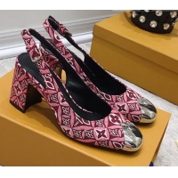 Stylish Louis Vuitton Since 1854 Louise Jacquard Slingback Pumps 050733 Burgundy 2021