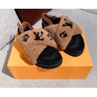 Luxury Louis Vuitton Paseo Flat Comfort Shearling Sandals 051061 Brown 2021