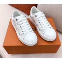 Low Price Louis Vuitton Time Out Sneakers in Silver Metallic Monogram Leather 051095