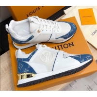 New Fashion Louis Vuitton Run Away Calfskin Sneakers Denim Blue/White 604903