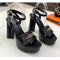 Unique Grade Louis Vuitton Podium Monogram Studs Platform Sandal Black 061243