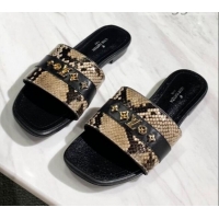 Trendy Design Louis Vuitton Revival Python Leather Monogram Studs Flat Slide Sandals 061250 2021