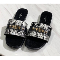 Fashion Louis Vuitton Revival Python Leather Monogram Studs Flat Slide Sandals 061253