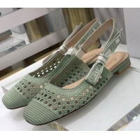 Good Taste Dior x Moi Slingback Ballerinas Flats in Green Cannage Embroidered Mesh 042718