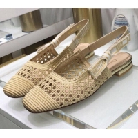 Good Quality Dior x Moi Slingback Ballerinas Flats in Gold Cannage Embroidered Mesh 042721