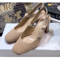 Good Looking Dior x Moi Slingback Pumps 6.5cm in Nude Ribbon Embroidered Cotton 042724